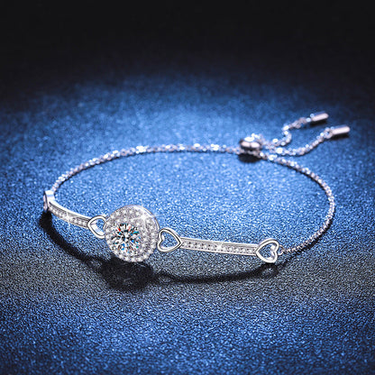 [Loran]INTERLOCKING HEART & CIRCLE MOISSANITE BRACELET