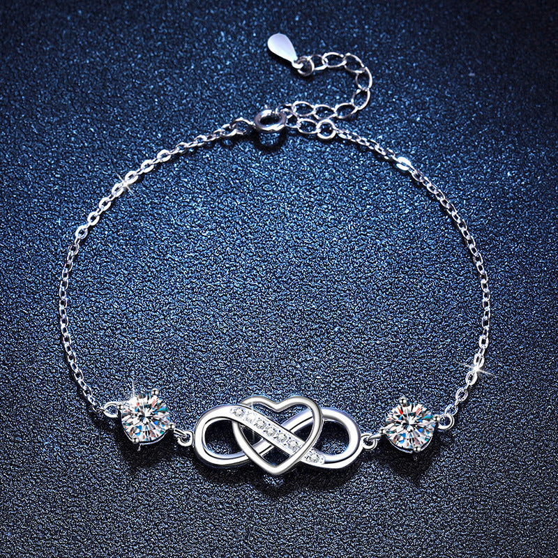 [Loran]DOUBLE-STONE "LOVE LINK" MOISSANITE BRACELET