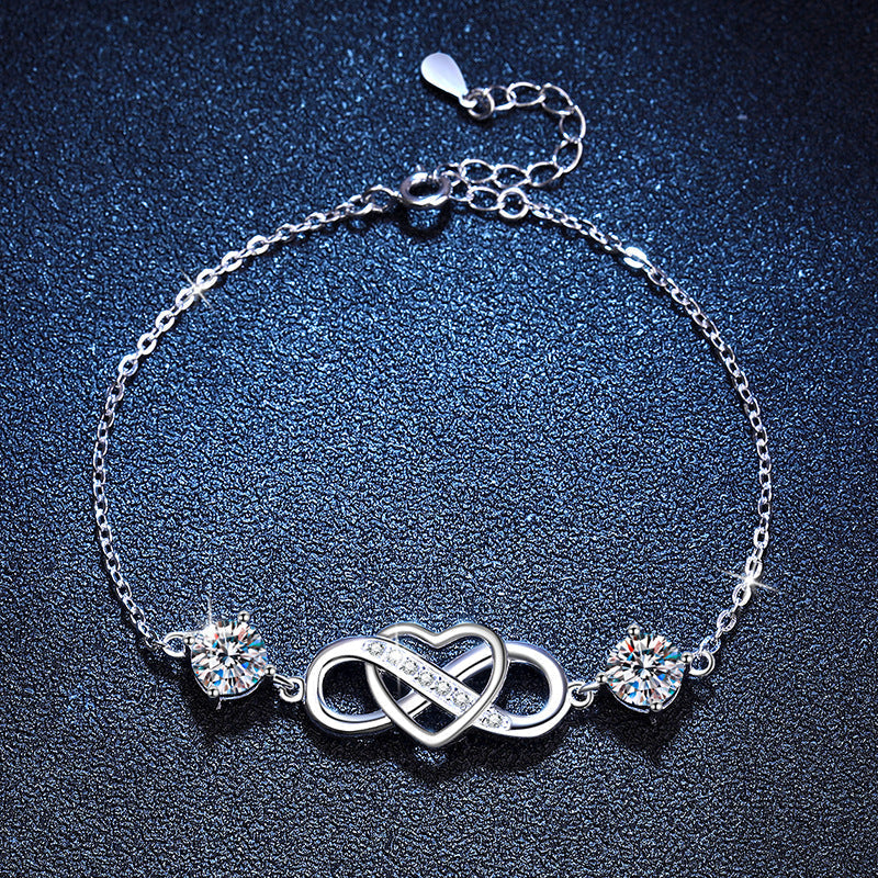 [Loran]DOUBLE-STONE "LOVE LINK" MOISSANITE BRACELET