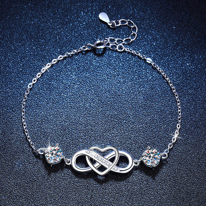 [Loran]DOUBLE-STONE "LOVE LINK" MOISSANITE BRACELET