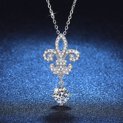 [Loran]ROYAL FLEUR-DE-LIS MOISSANITE PENDANT NECKLACE
