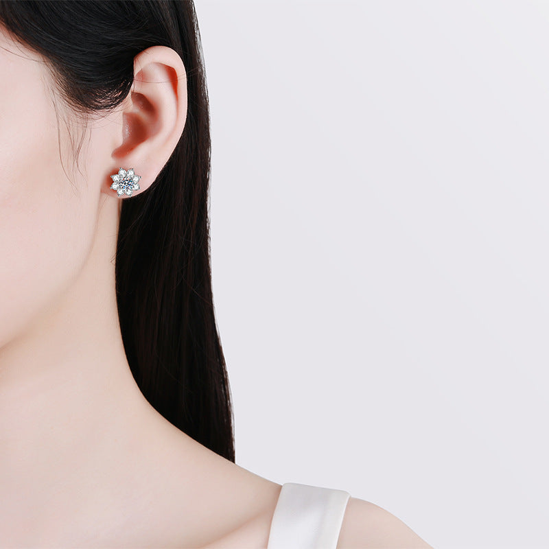 [Loran]RADIANT SUNFLOWER MOISSANITE STUD EARRINGS