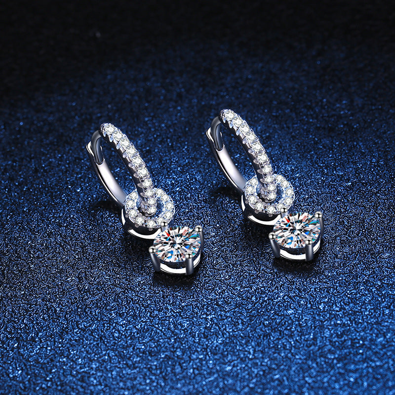 [Loran]INTERLOCKING DOUBLE RING MOISSANITE DROP EARRINGS