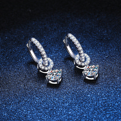 [Loran]INTERLOCKING DOUBLE RING MOISSANITE DROP EARRINGS
