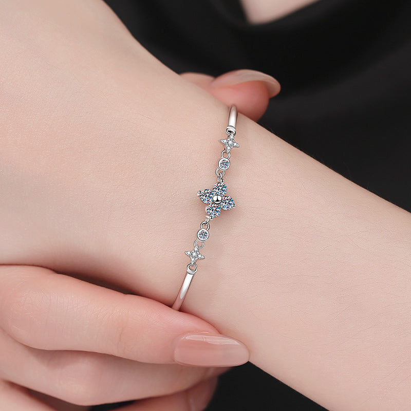[Loran]CLOVER & TWIN-STAR MOISSANITE BRACELET