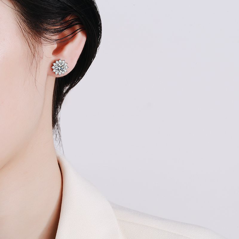 [Loran]BLOOMING SUNFLOWER MOISSANITE STUD EARRINGS