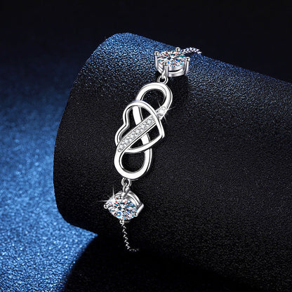 [Loran]DOUBLE-STONE "LOVE LINK" MOISSANITE BRACELET