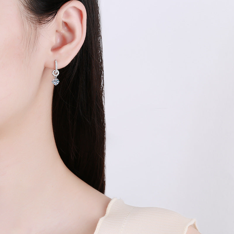 [Loran]INTERLOCKING DOUBLE RING MOISSANITE DROP EARRINGS