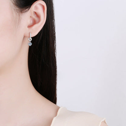 [Loran]INTERLOCKING DOUBLE RING MOISSANITE DROP EARRINGS