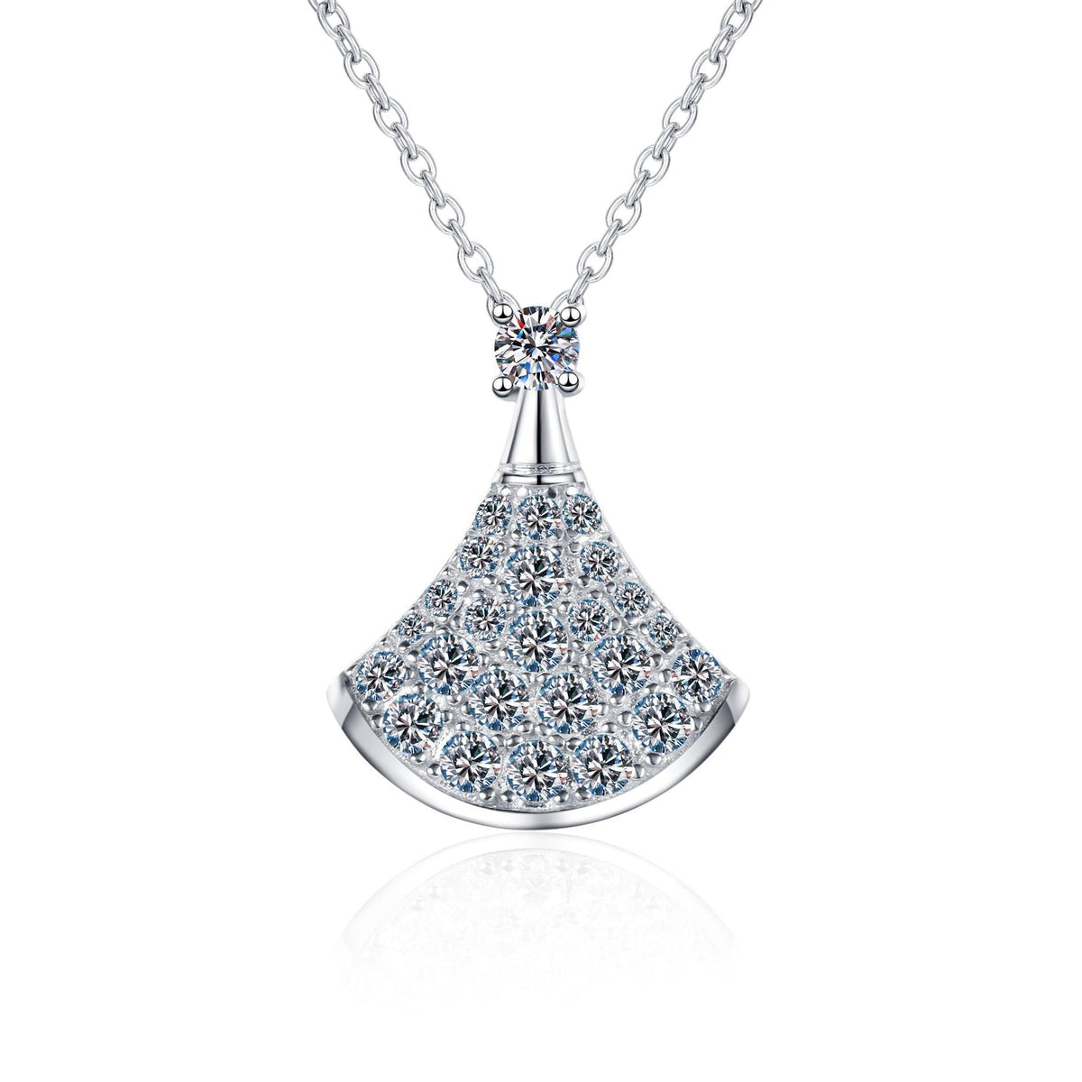 [Loran]ELEGANT FAN-SHAPED MOISSANITE PENDANT NECKLACE
