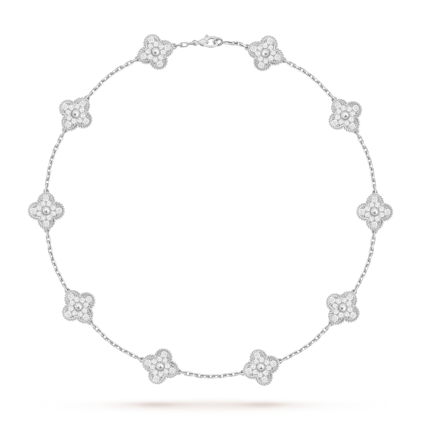 [Loran]CLASSIC LUCKY 10-MOTIF CLOVER NECKLACE WHITE GOLD COLLECTION