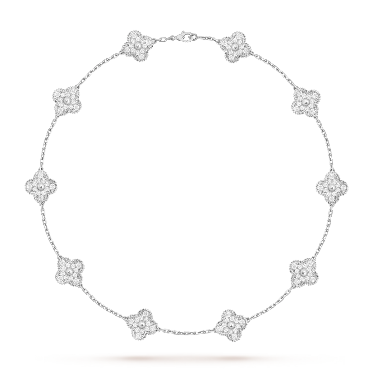 [Loran]CLASSIC LUCKY 10-MOTIF CLOVER NECKLACE WHITE GOLD COLLECTION