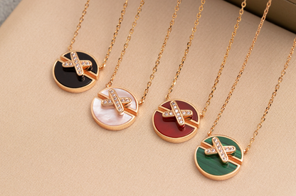 [Loran]JEUX DE ROSE GOLD DIAMOND NECKLACE