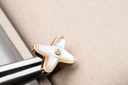 [Loran]JEUX DE WHITE MOP ROSE GOLD DIAMOND EARRINGS