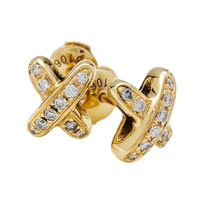 [Loran]JEUX DE GOLD DIAMOND EARRINGS