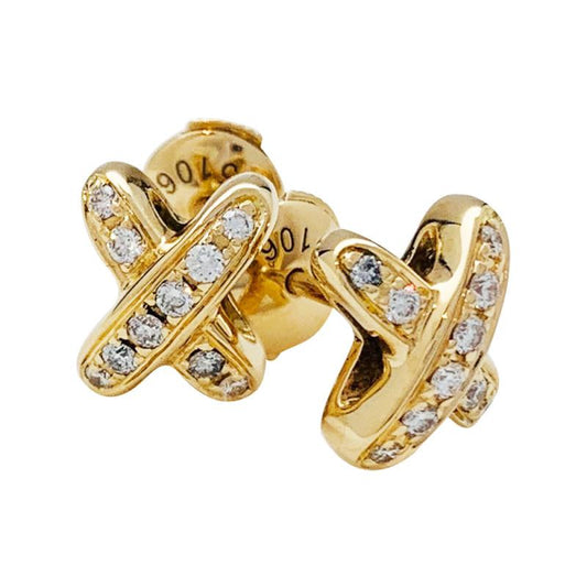 [Loran]JEUX DE GOLD DIAMOND EARRINGS