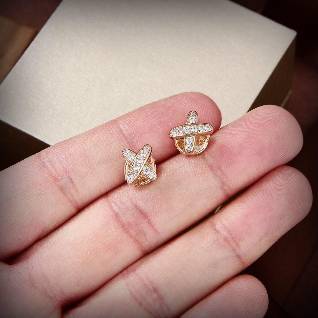 [Loran]JEUX DE GOLD DIAMOND EARRINGS
