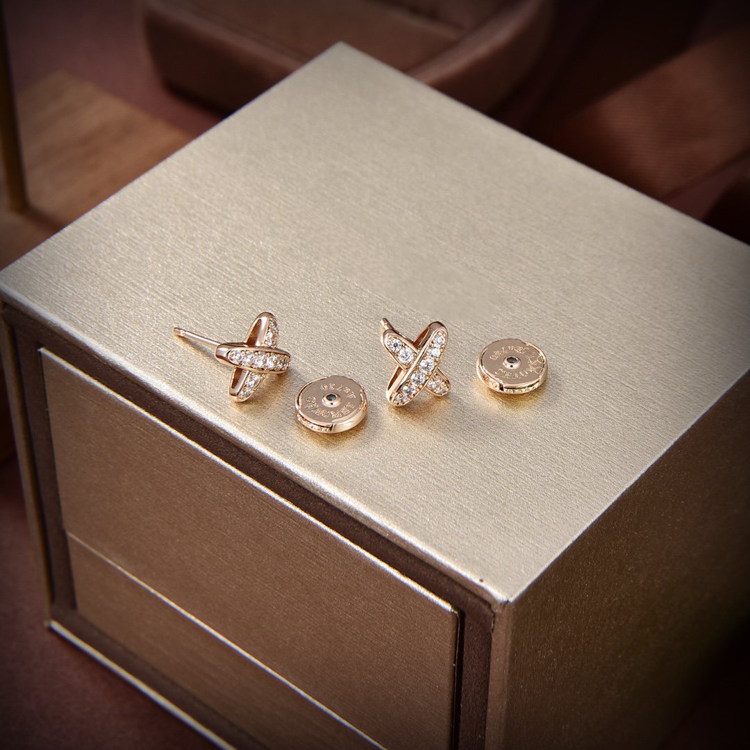 [Loran]JEUX DE GOLD DIAMOND EARRINGS