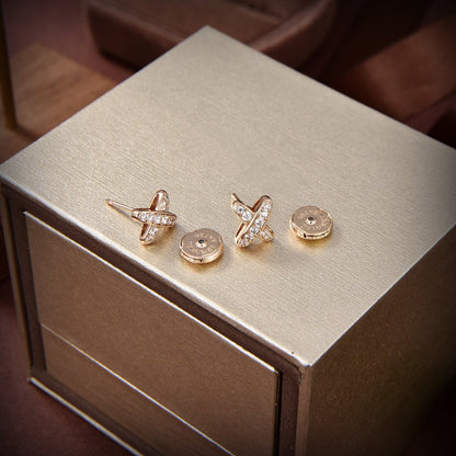 [Loran]JEUX DE GOLD DIAMOND EARRINGS