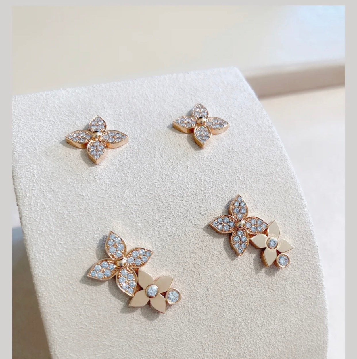 [Loran]STAR BLOSSOM STUD EARRINGS ROSE GOLD DIAMONDS