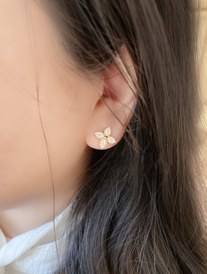 [Loran]STAR BLOSSOM STUD EARRINGS ROSE GOLD DIAMONDS