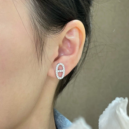 [Loran]HM FULL DIAMOND PIG NOSE STUD EARRINGS