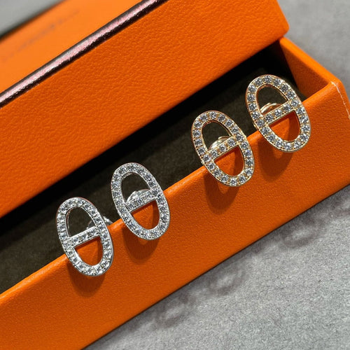[Loran]HM FULL DIAMOND PIG NOSE STUD EARRINGS