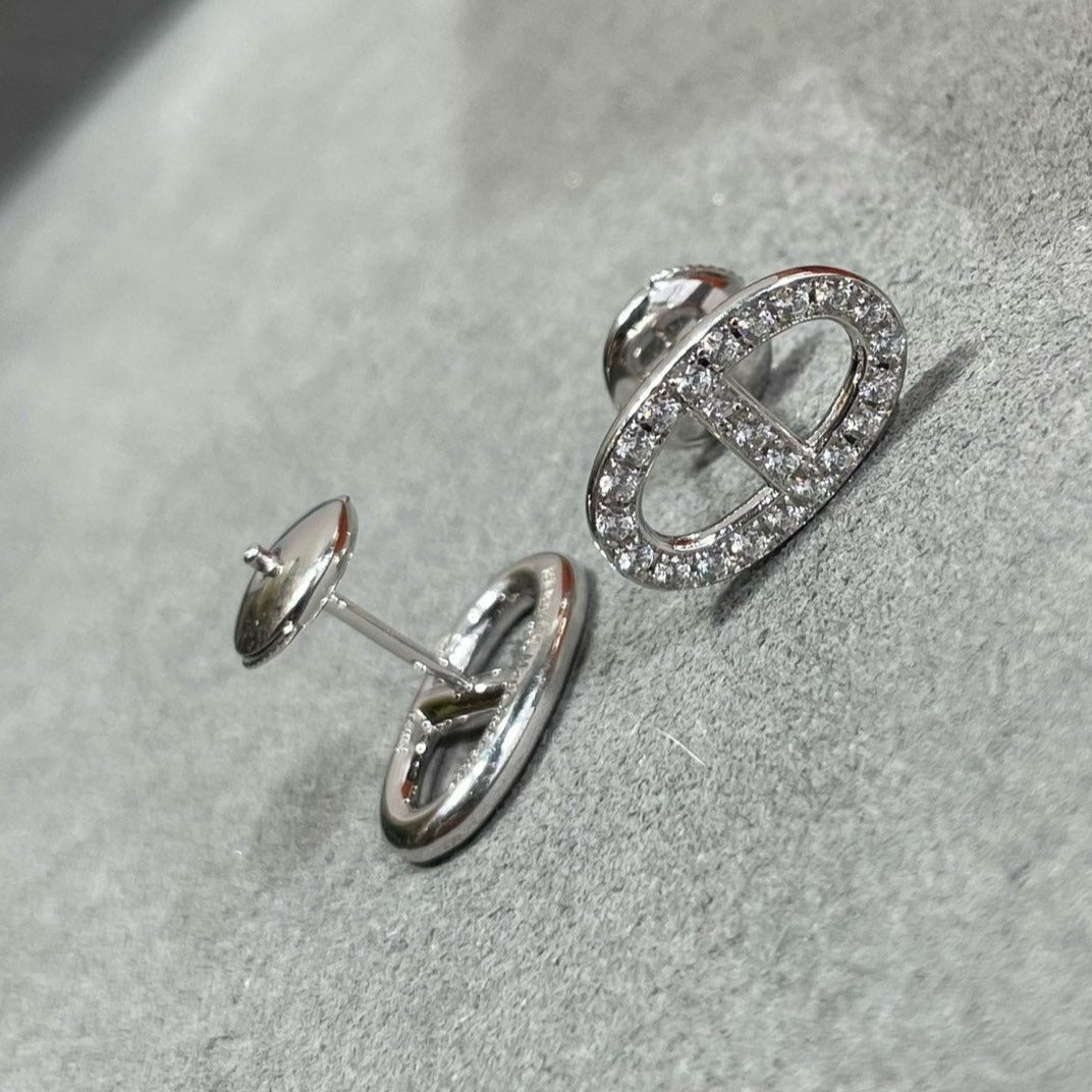 [Loran]HM FULL DIAMOND PIG NOSE STUD EARRINGS