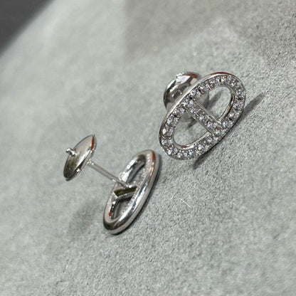 [Loran]HM FULL DIAMOND PIG NOSE STUD EARRINGS