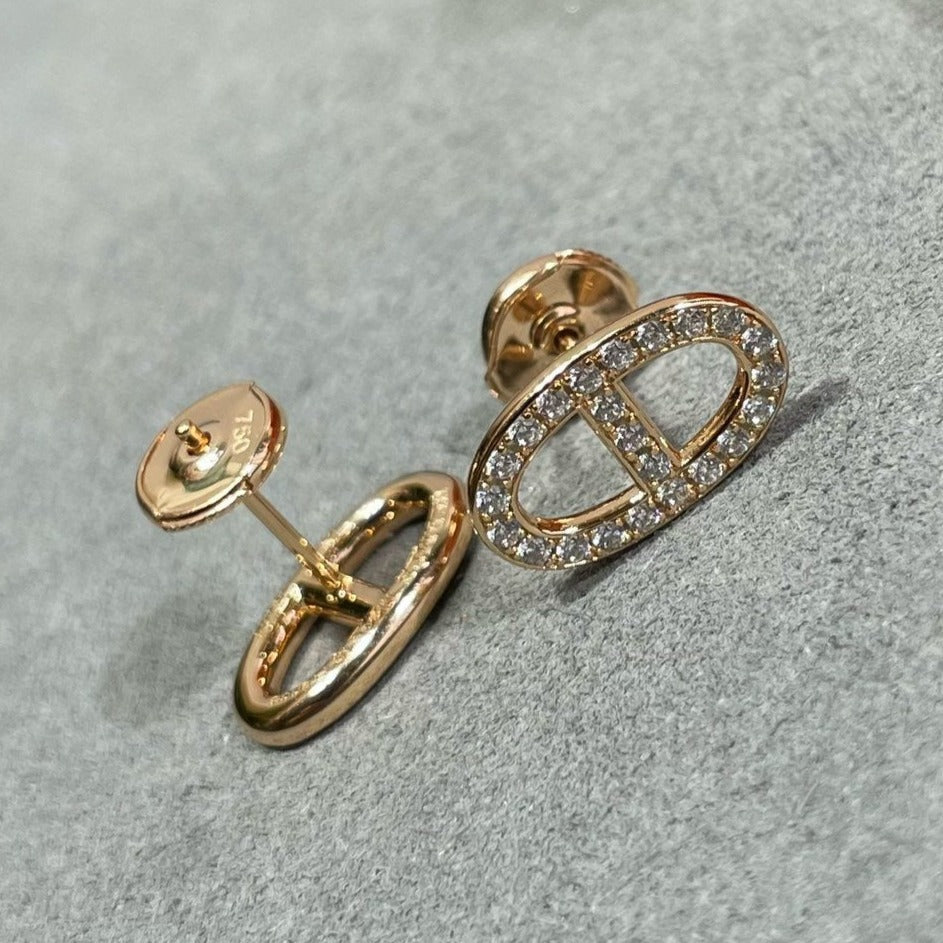 [Loran]HM FULL DIAMOND PIG NOSE STUD EARRINGS