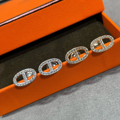 [Loran]HM FULL DIAMOND PIG NOSE STUD EARRINGS