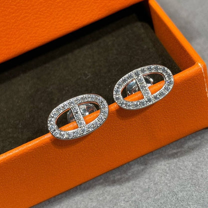 [Loran]HM FULL DIAMOND PIG NOSE STUD EARRINGS