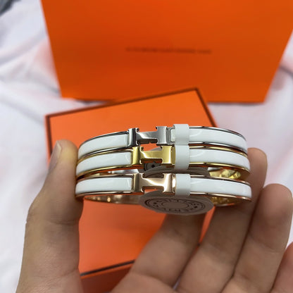 [Loran]CLASSIC HM CLIC WHITE 8MM ENAMEL BRACELET