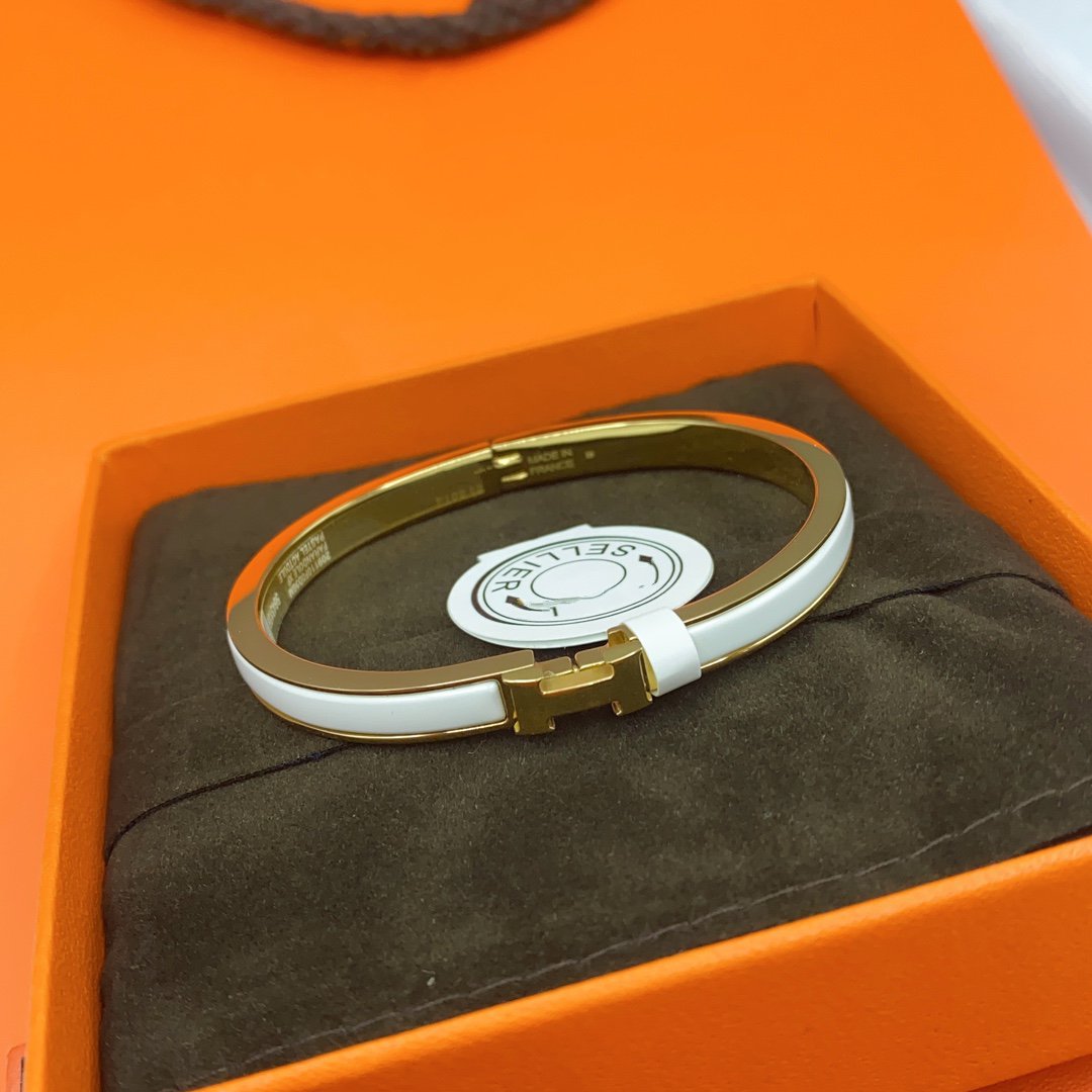 [Loran]CLASSIC HM CLIC WHITE 8MM ENAMEL BRACELET