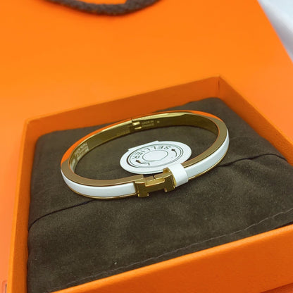 [Loran]CLASSIC HM CLIC WHITE 8MM ENAMEL BRACELET
