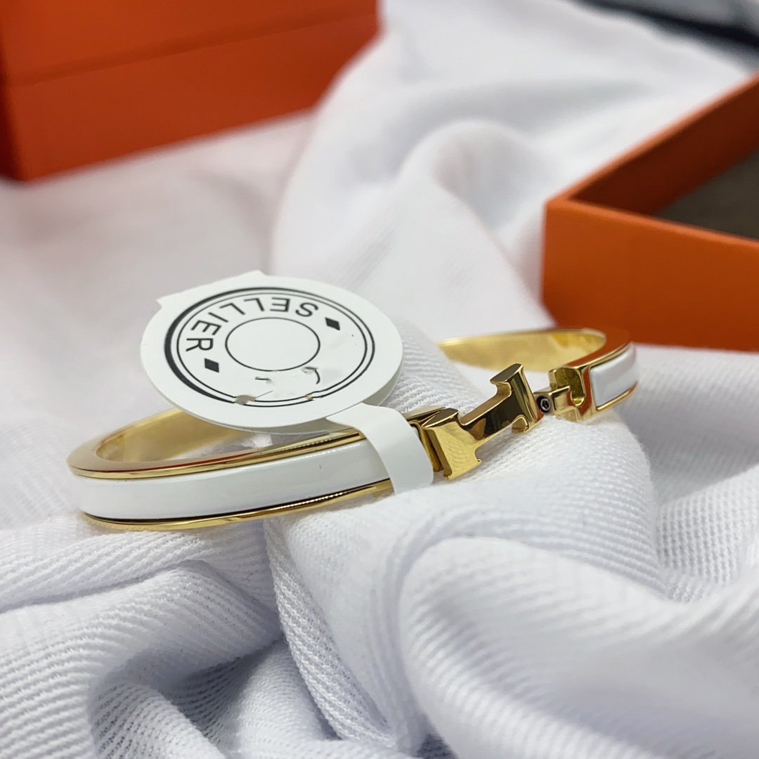 [Loran]CLASSIC HM CLIC WHITE 8MM ENAMEL BRACELET