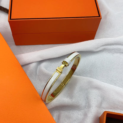 [Loran]CLASSIC HM CLIC WHITE 8MM ENAMEL BRACELET