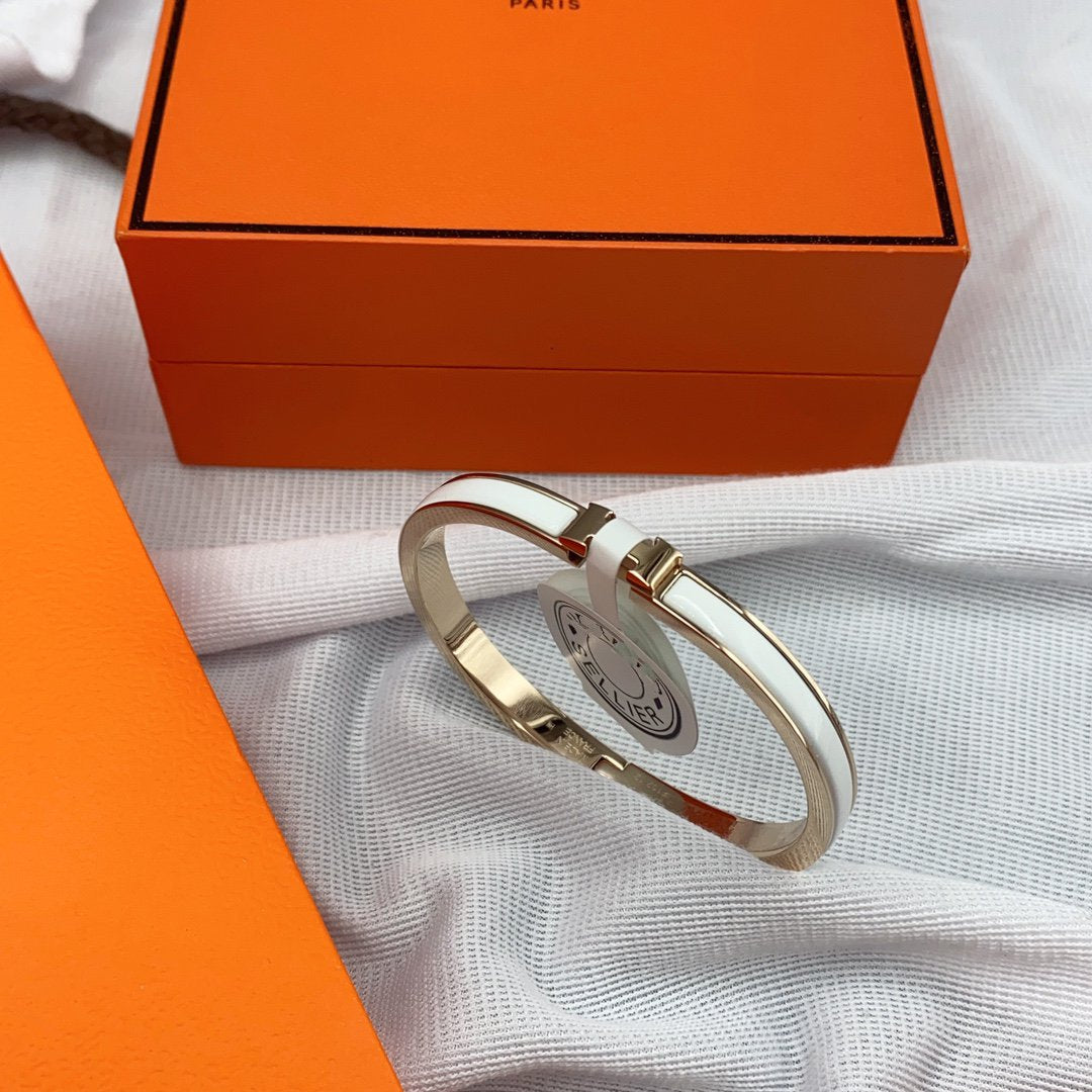 [Loran]CLASSIC HM CLIC WHITE 8MM ENAMEL BRACELET