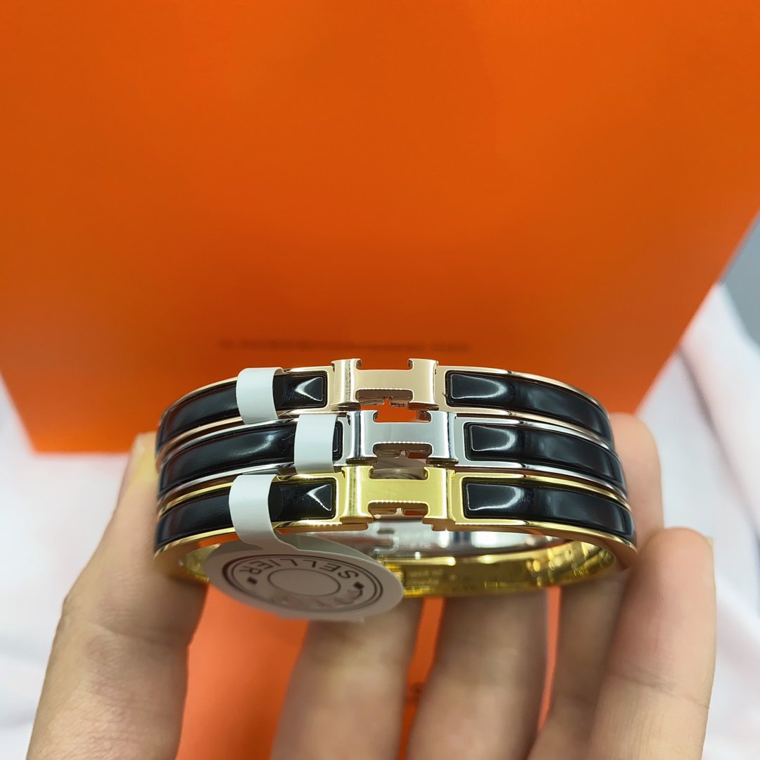 [Loran]CLASSIC HM CLIC BLACK 8MM ENAMEL BRACELET