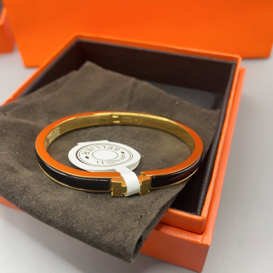 [Loran]CLASSIC HM CLIC BLACK 8MM ENAMEL BRACELET