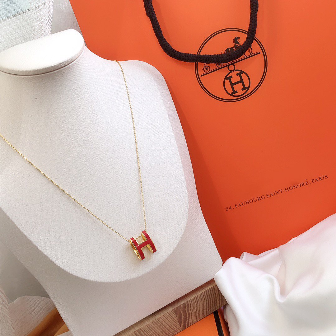 [Loran]HM CLIC RED ENAMEL GOLD NECKLACE