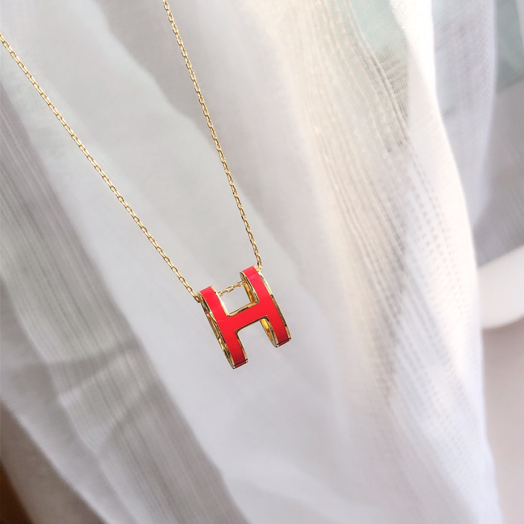 [Loran]HM CLIC RED ENAMEL GOLD NECKLACE
