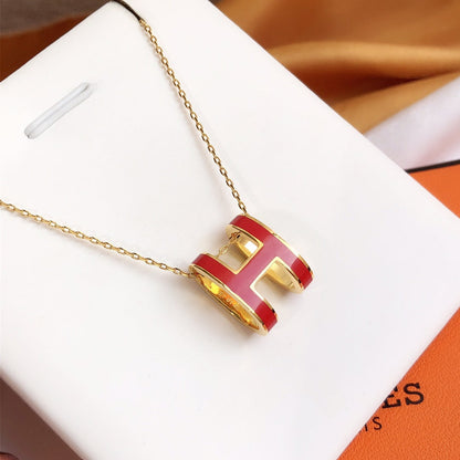 [Loran]HM CLIC RED ENAMEL GOLD NECKLACE