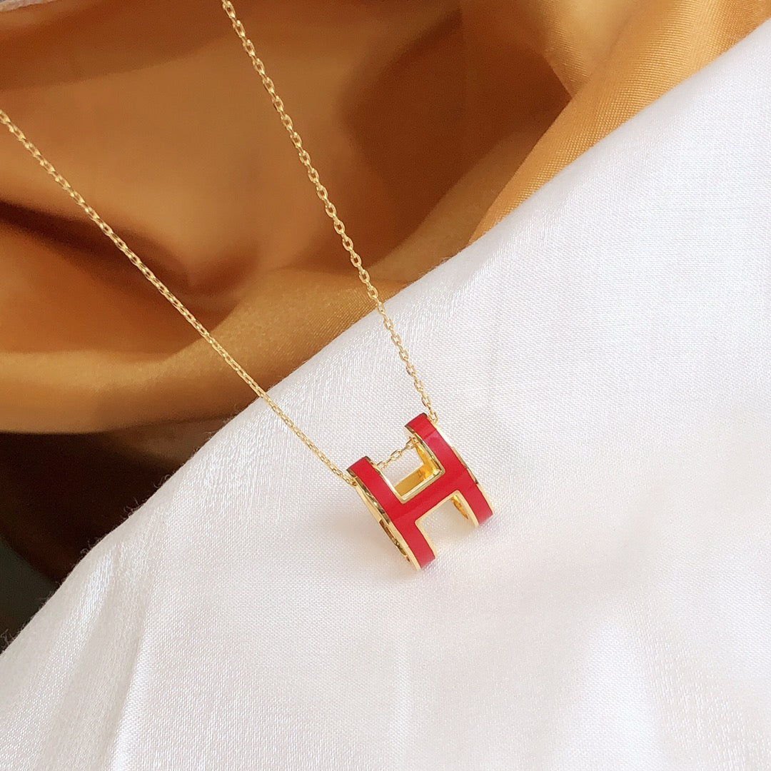 [Loran]HM CLIC RED ENAMEL GOLD NECKLACE