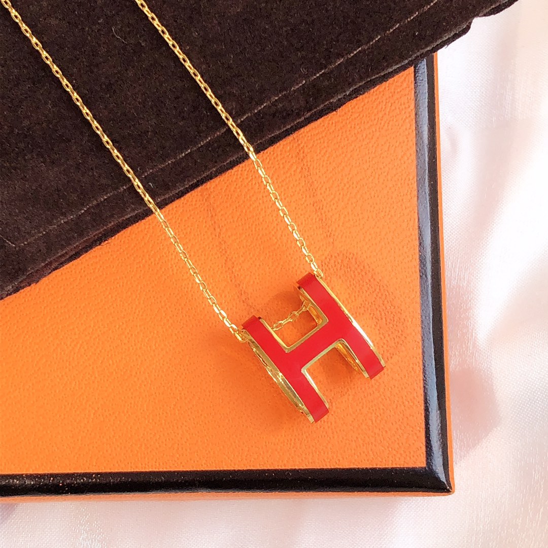 [Loran]HM CLIC RED ENAMEL GOLD NECKLACE