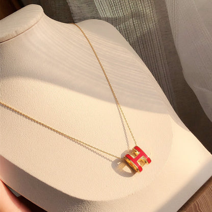[Loran]HM CLIC RED ENAMEL GOLD NECKLACE