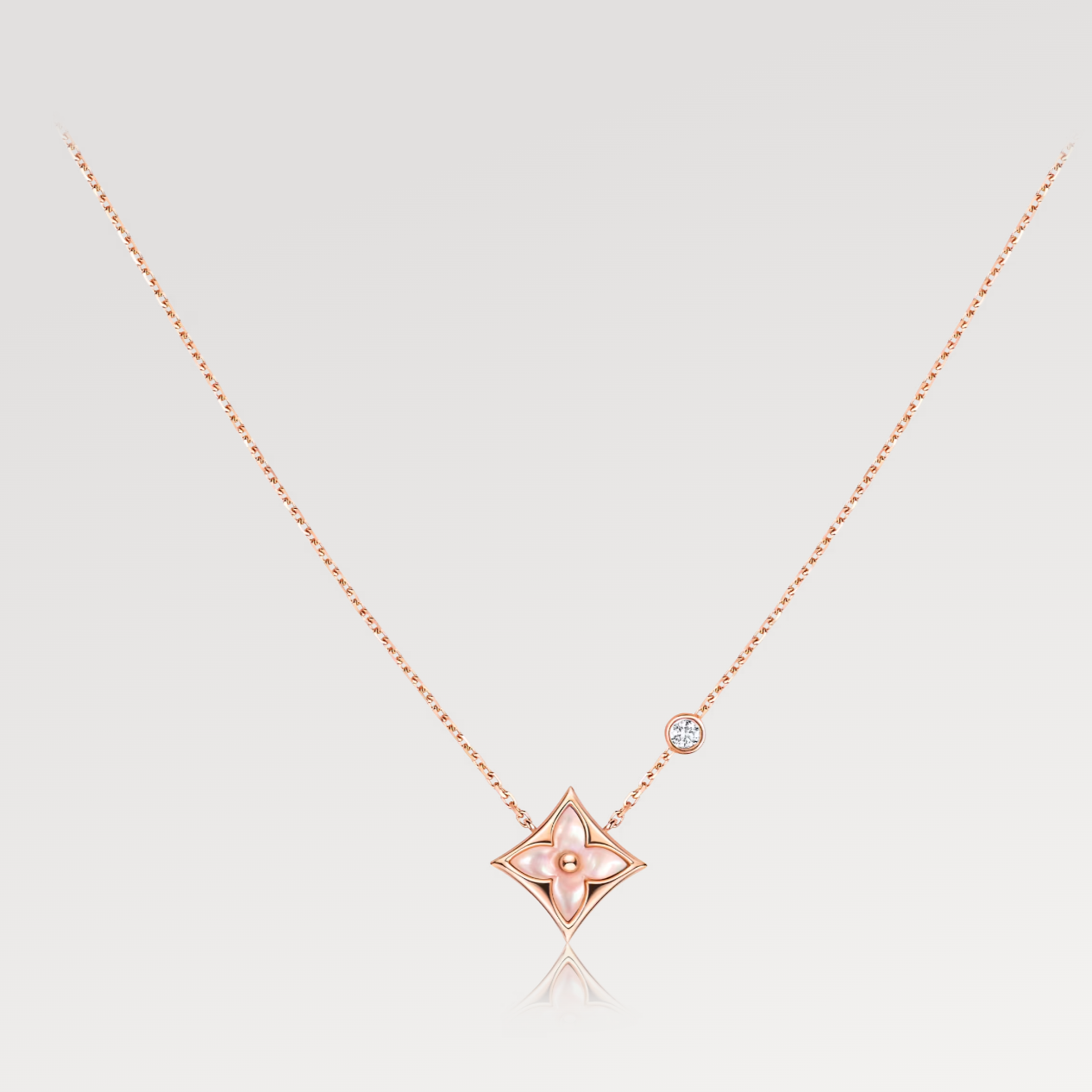 [Loran]STAR PINK MOP 1 DIAMOND ROSE GOLD NECKLACE