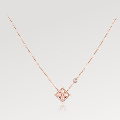 [Loran]STAR PINK MOP 1 DIAMOND ROSE GOLD NECKLACE