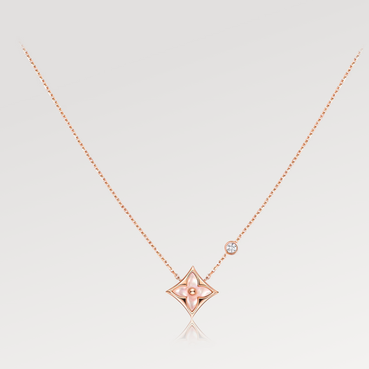 [Loran]STAR PINK MOP 1 DIAMOND ROSE GOLD NECKLACE