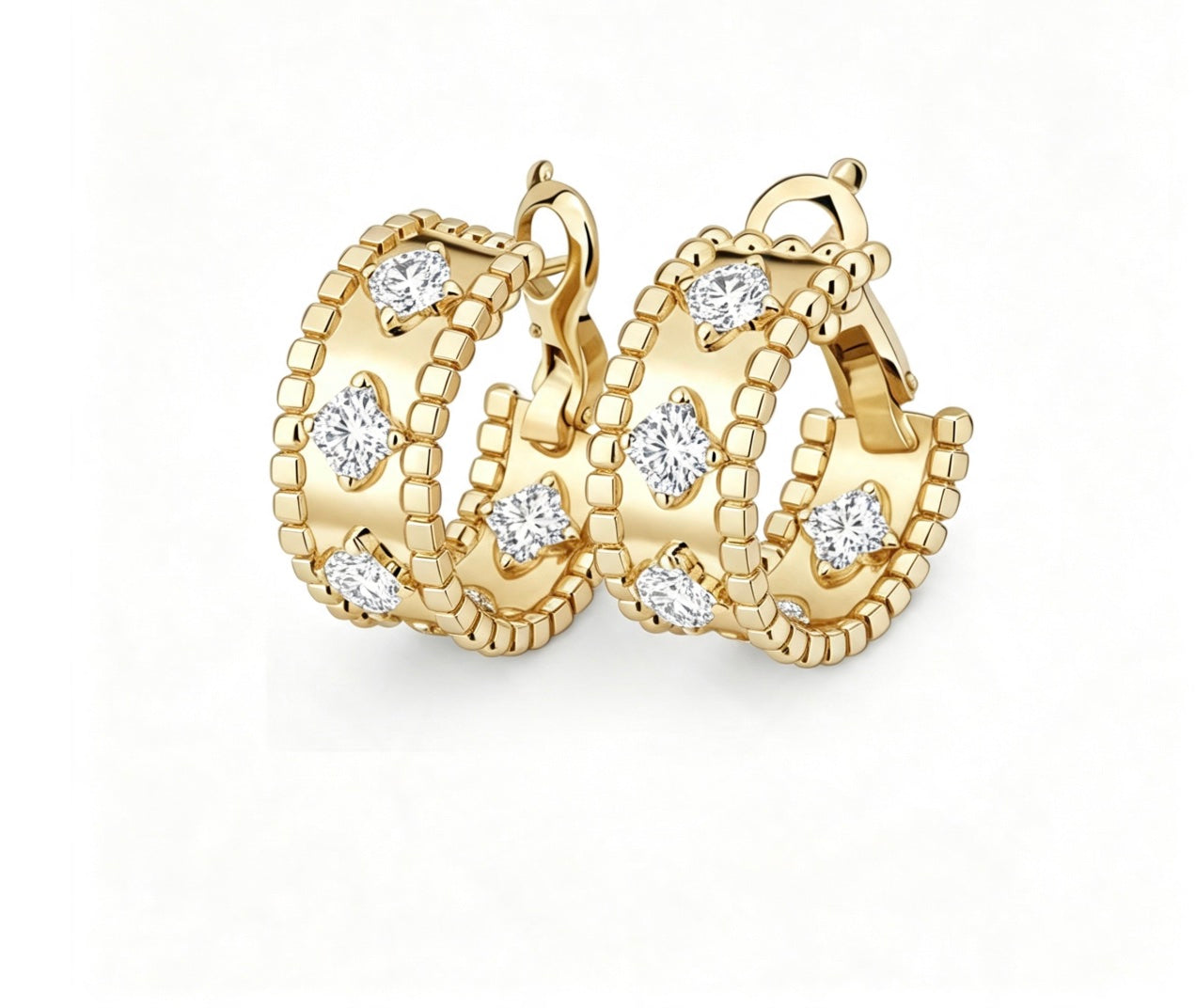 [Loran]KALEIDOSCOPE CLOVER HOOP EARRING